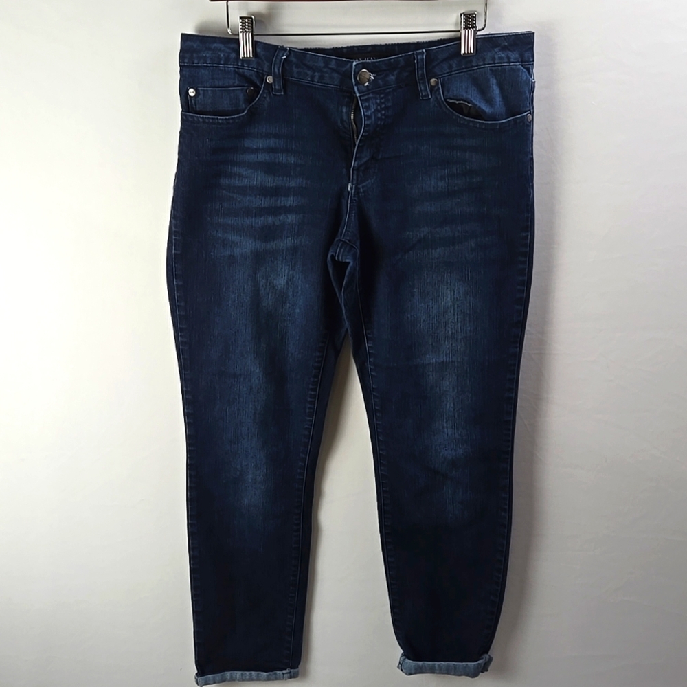 Max Jeans Women's Classic Indigo Denim High Rise Ankle Cuff Jeans‎ Sz 12